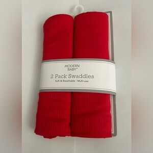 New 2 Pack Red Swaddles Modern Baby Unisex 40” x 40” V
